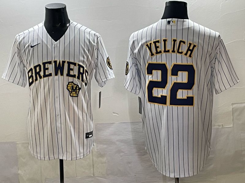 Men Nike Milwaukee Brewers #22 Yelich white MLB 2025 jersey 05->milwaukee brewers->MLB Jersey